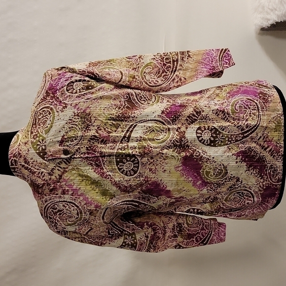 JM Collection Paisley Button-up Top Size 4p - Picture 5 of 13